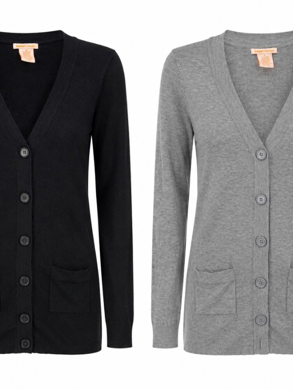 Sweet Romeo V-Neck Button Cardigan Bundle Black & Grey Size M